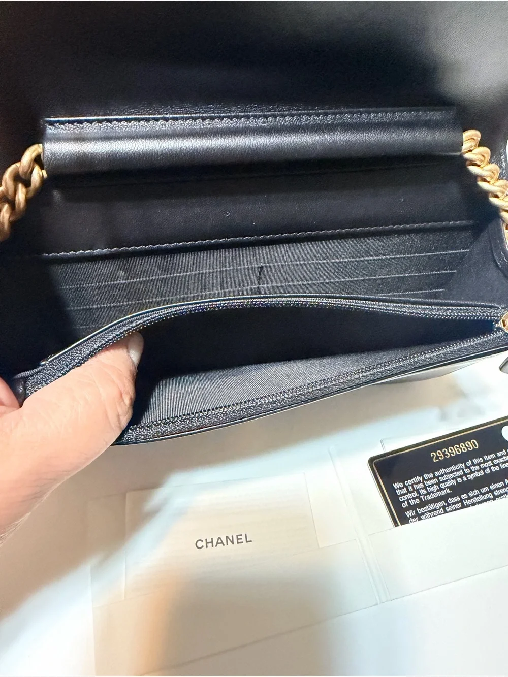 Quilted boy wallet on chain